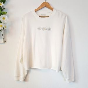 American Eagle Crew Neck Sweatshirt Size L White Cream